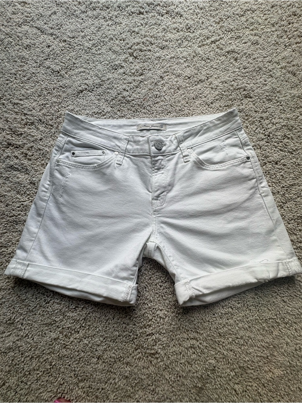 Mavi Jeans Co. White Distressed Denim Shorts | Size 25 | Like New